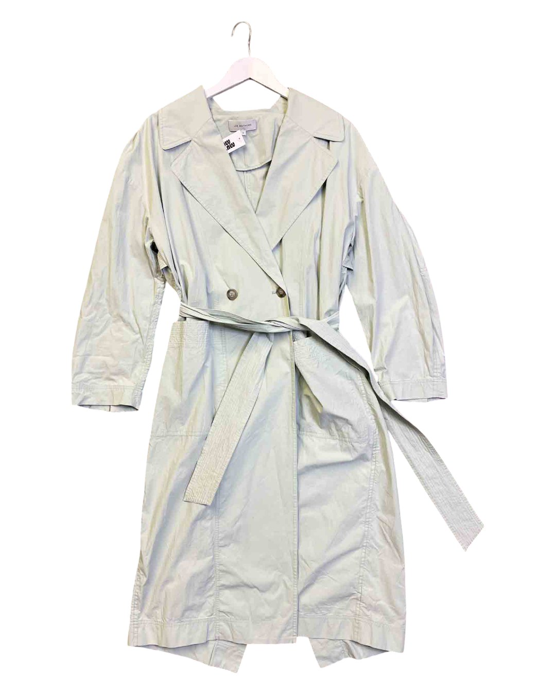 Size S | Lee Mathews Light Mint Cotton Trench Coat