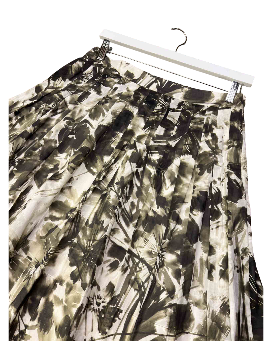 Size M | Anna Thomas Green Floral Pleated A-line Skirt