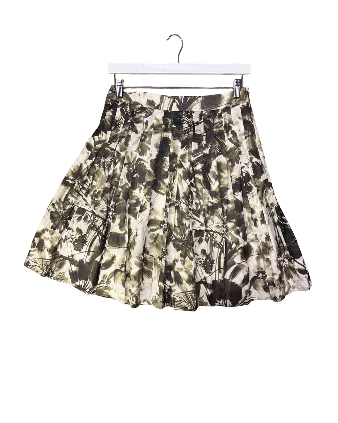 Size M | Anna Thomas Green Floral Pleated A-line Skirt