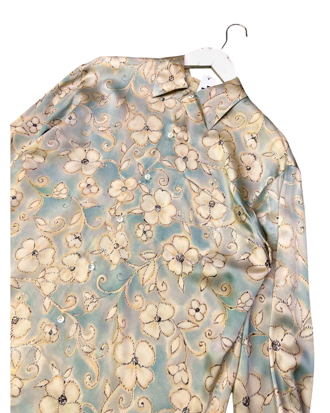 Size L | Equipment Blue Floral Silk Shirt