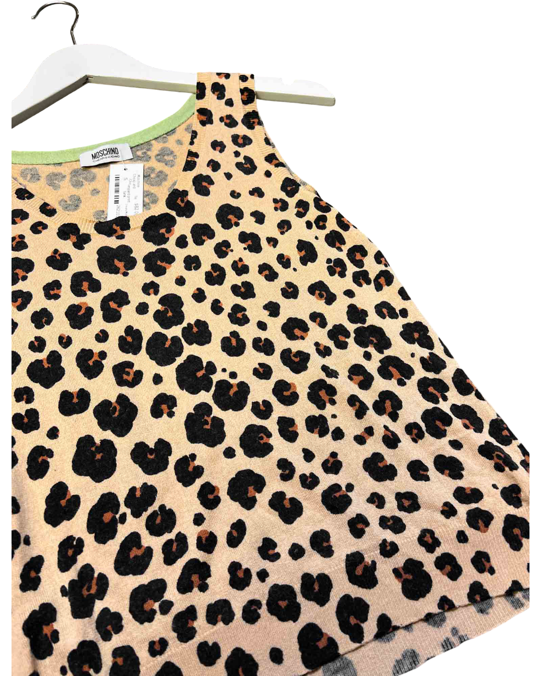 Size S | Moschino Cheap and Chic Leopard Silk/Cashmere Tank Top