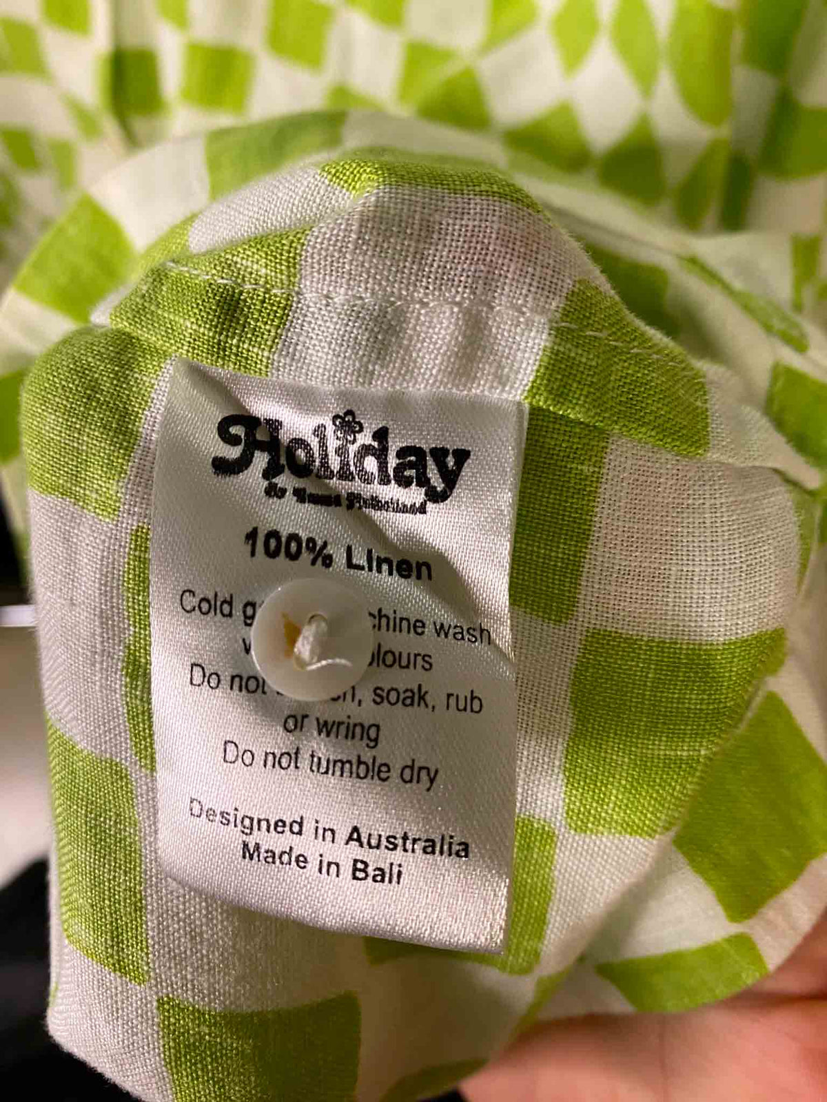 Size XL | Holiday by Emma Mulholland Green and White Linen Shirt
