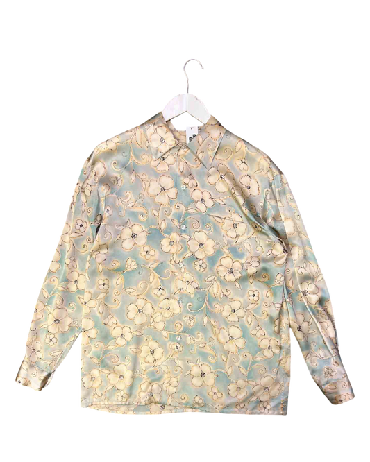Size L | Equipment Blue Floral Silk Shirt