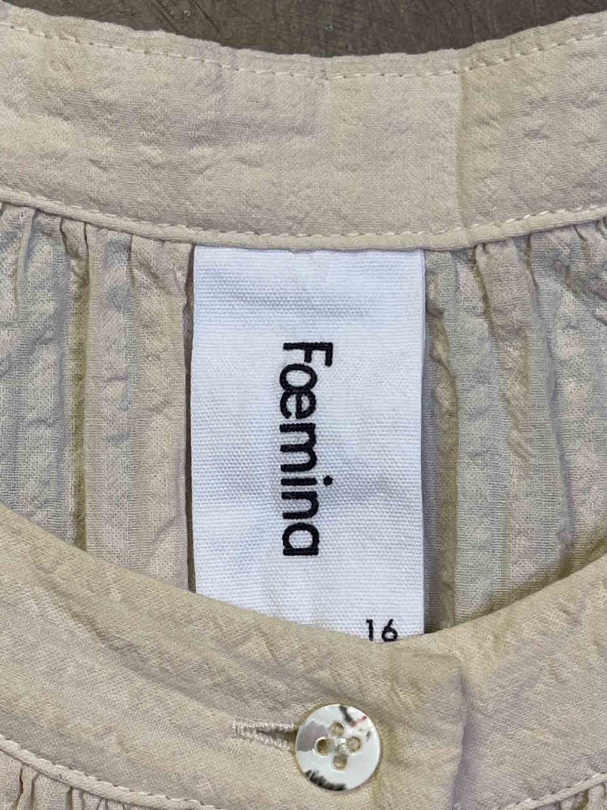 Size 16 (XXL) |  Foemina Seersucker Ecru Top