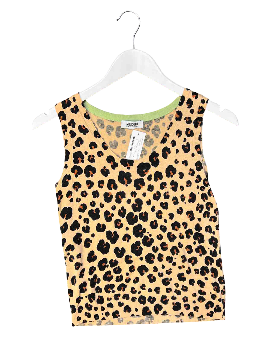 Size S | Moschino Cheap and Chic Leopard Silk/Cashmere Tank Top