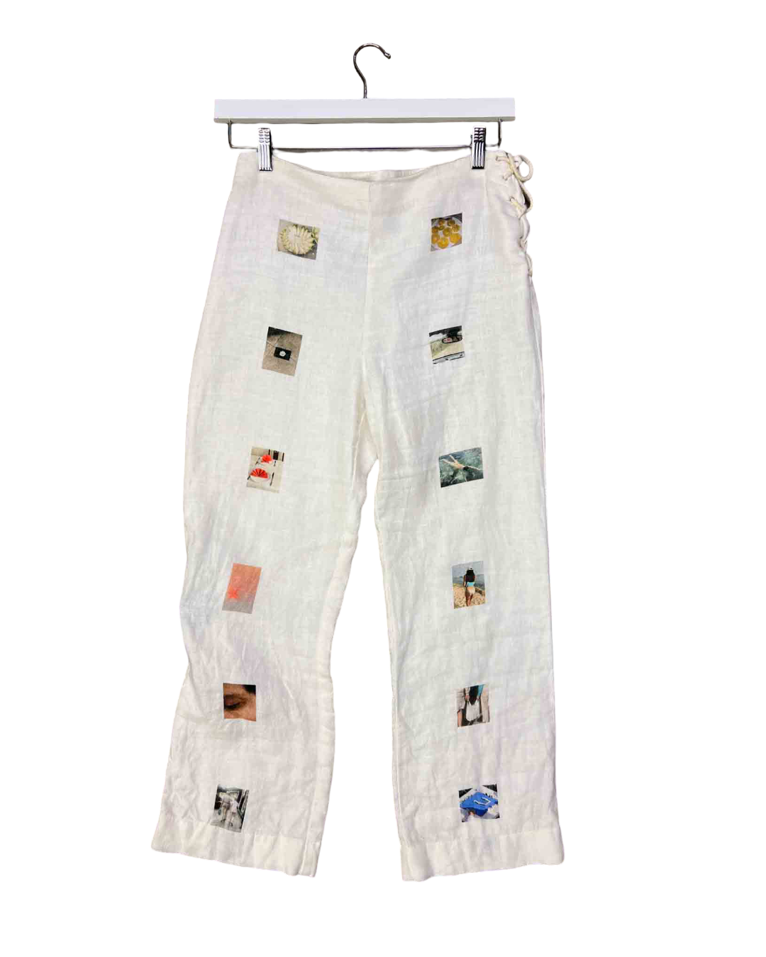 Size S |  Paloma Wool White Linen Bamni Photo Print Pants