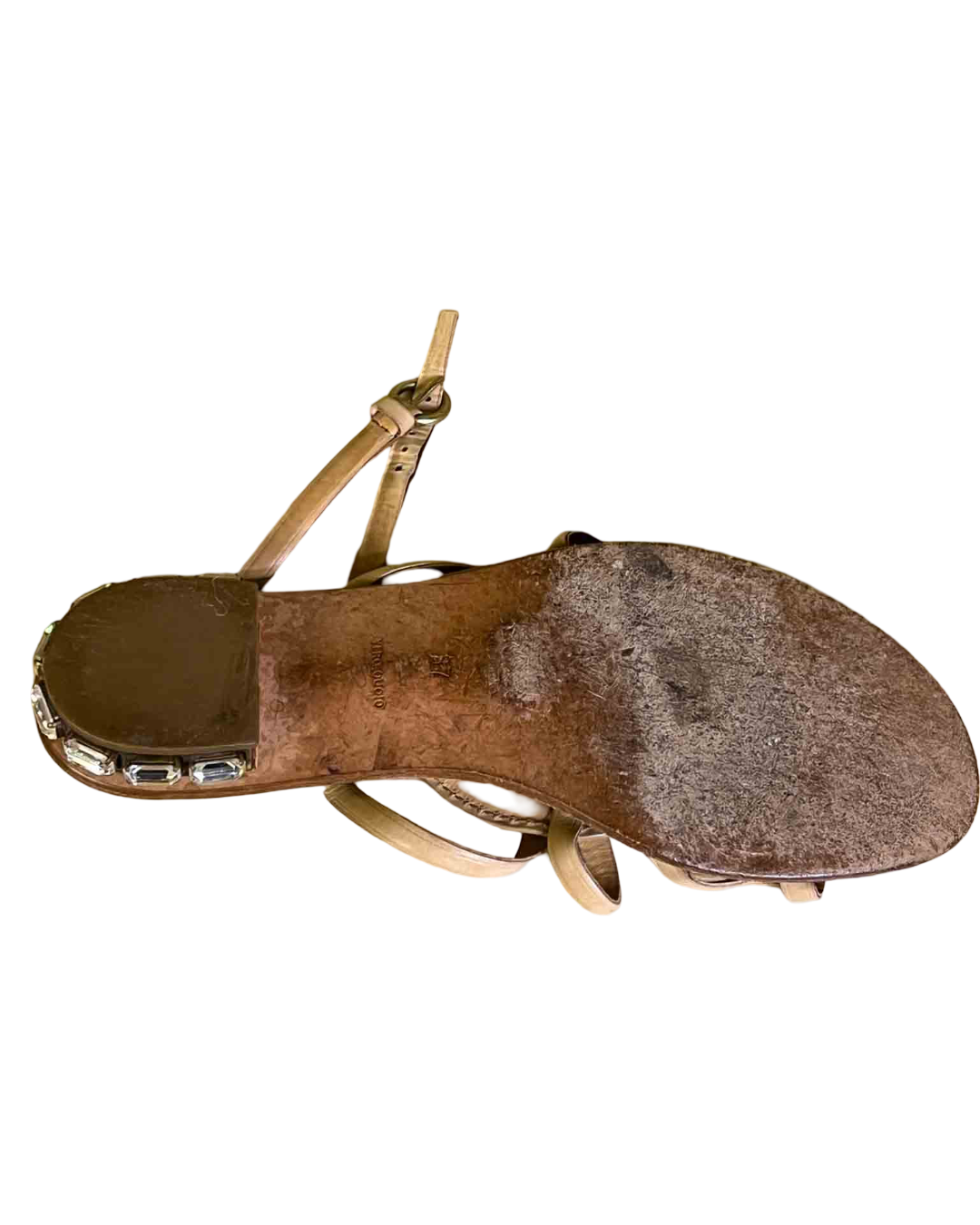 Size 37 | Miu Miu Tan Leather Strappy Sandals