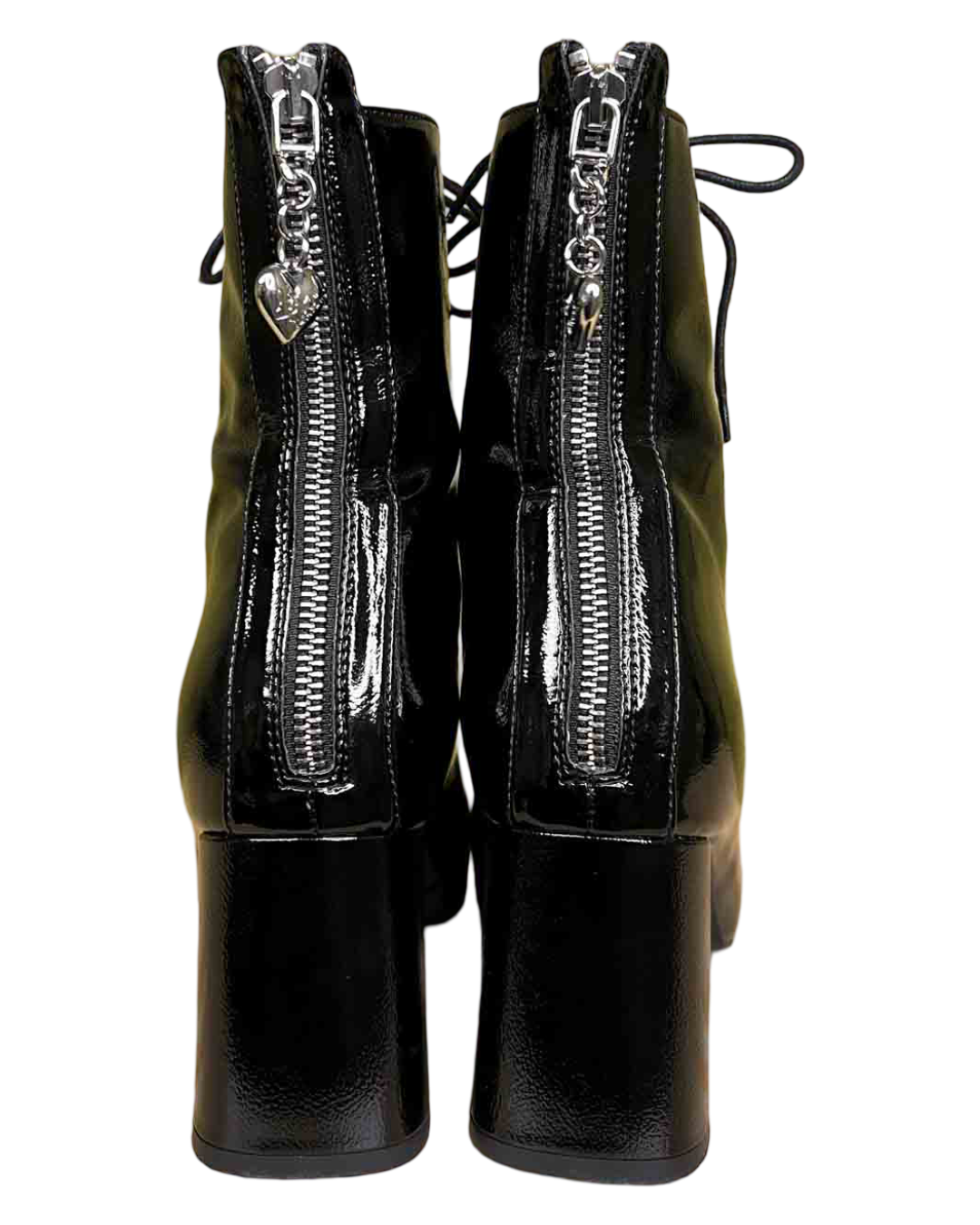 Size 39 | Moschino Black Patent Lace-Up Boots