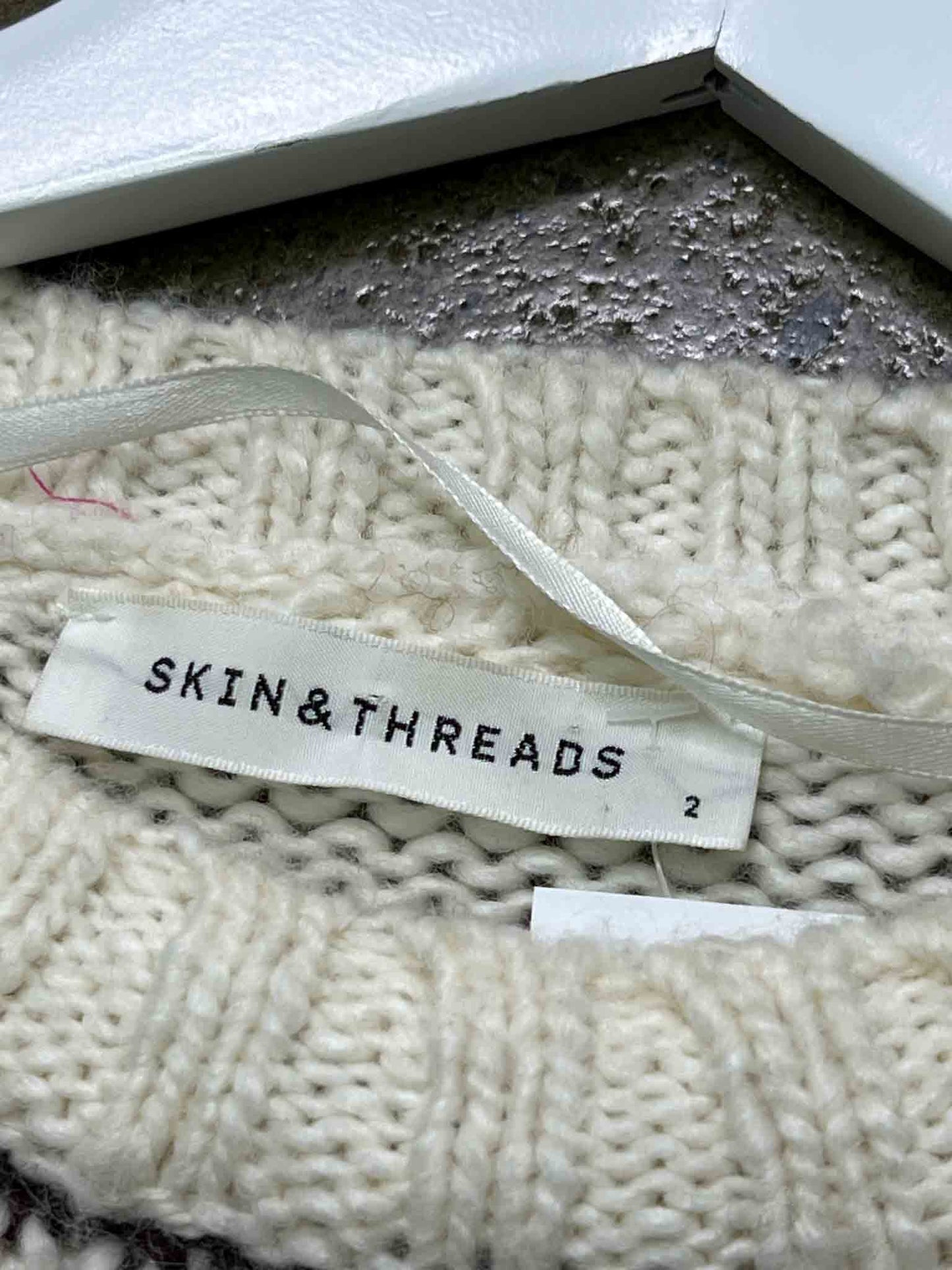 Size 10 (M) | Skin & Threads Cream Lambswool Blend Knitted Jumper