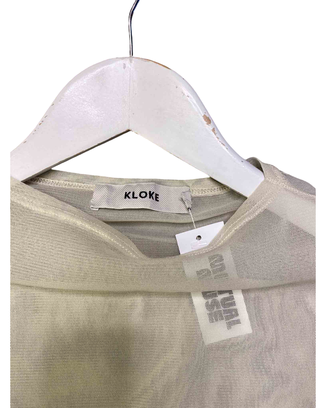 Size M | Kloke Beige Sheer Mesh Top