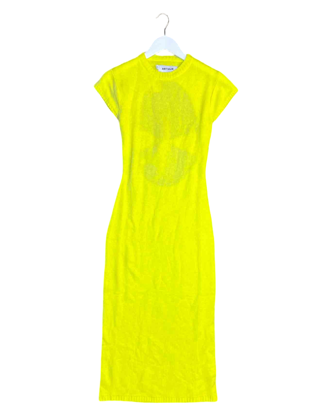 Size S | Arthur Neon Yellow Knitted Midi Dress