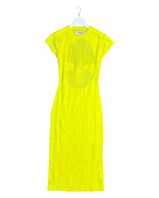 Size S | Arthur Neon Yellow Knitted Midi Dress