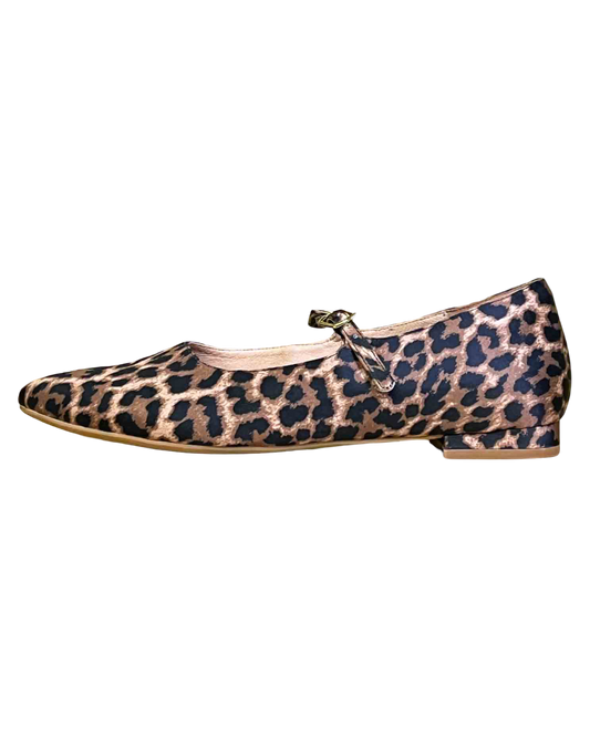 Size 41 | Bared Leopard Print Palmchat Satin Ballet Flats