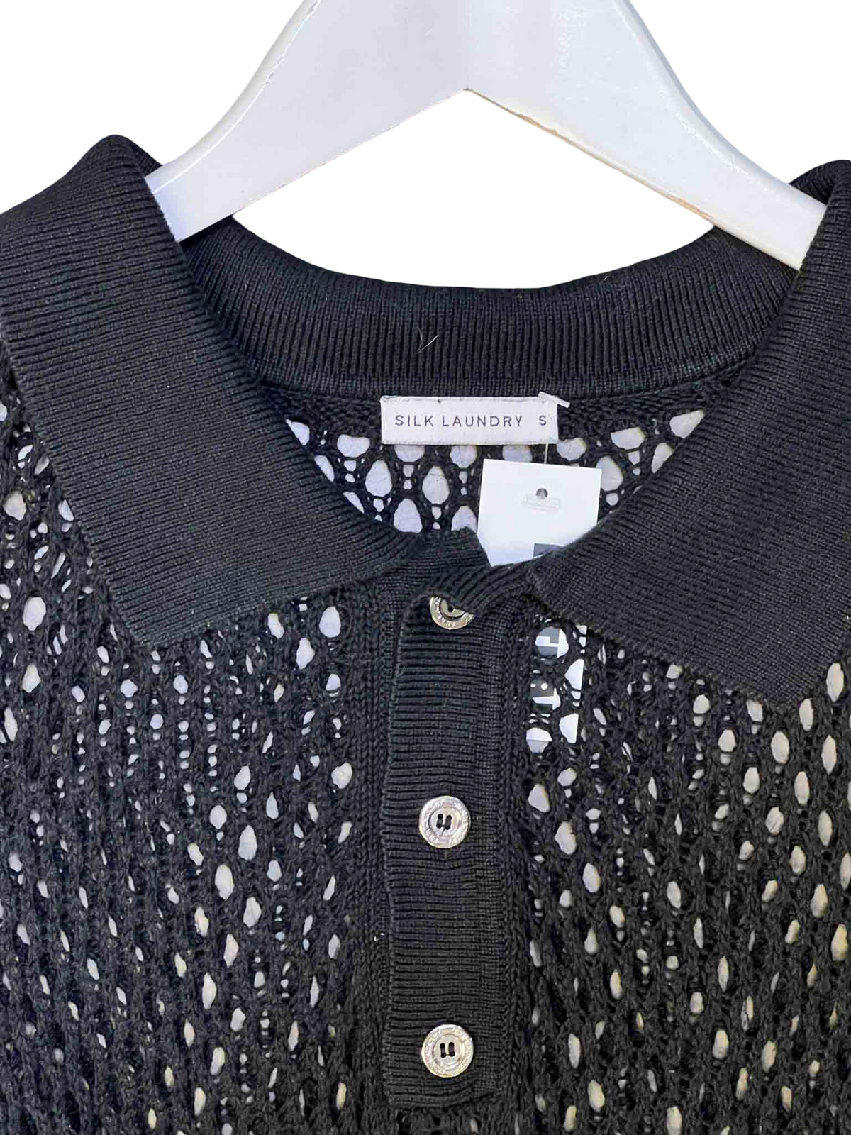 Size S | Silk Laundry Silk/Cotton Longline Mesh Top