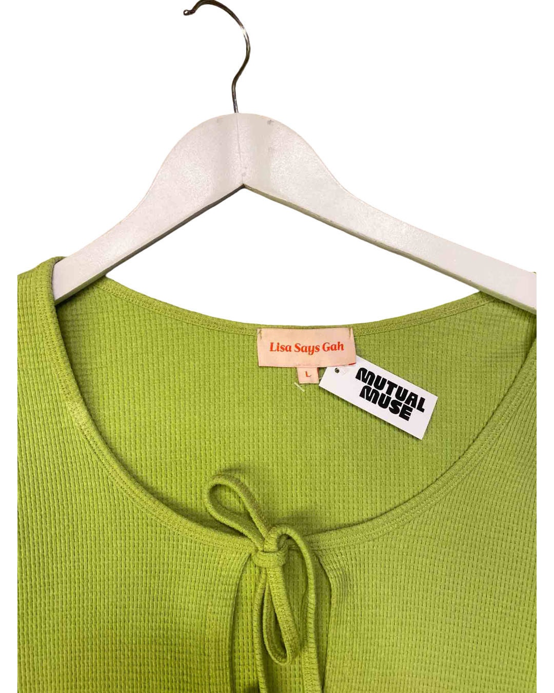 Size L | Lisa Says Gah Green Waffle Mia Lounge Top