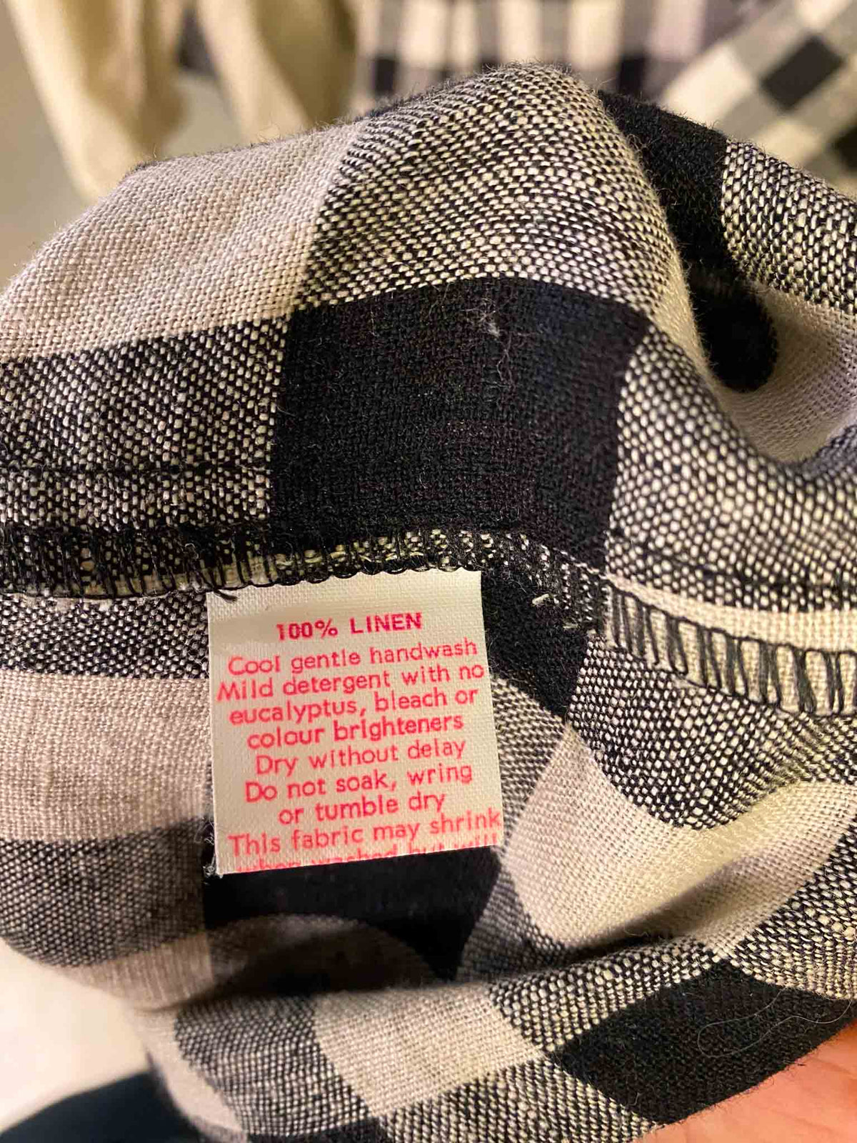 Size XL | Obus Black and Beige Gingham Linen Maxi Dress
