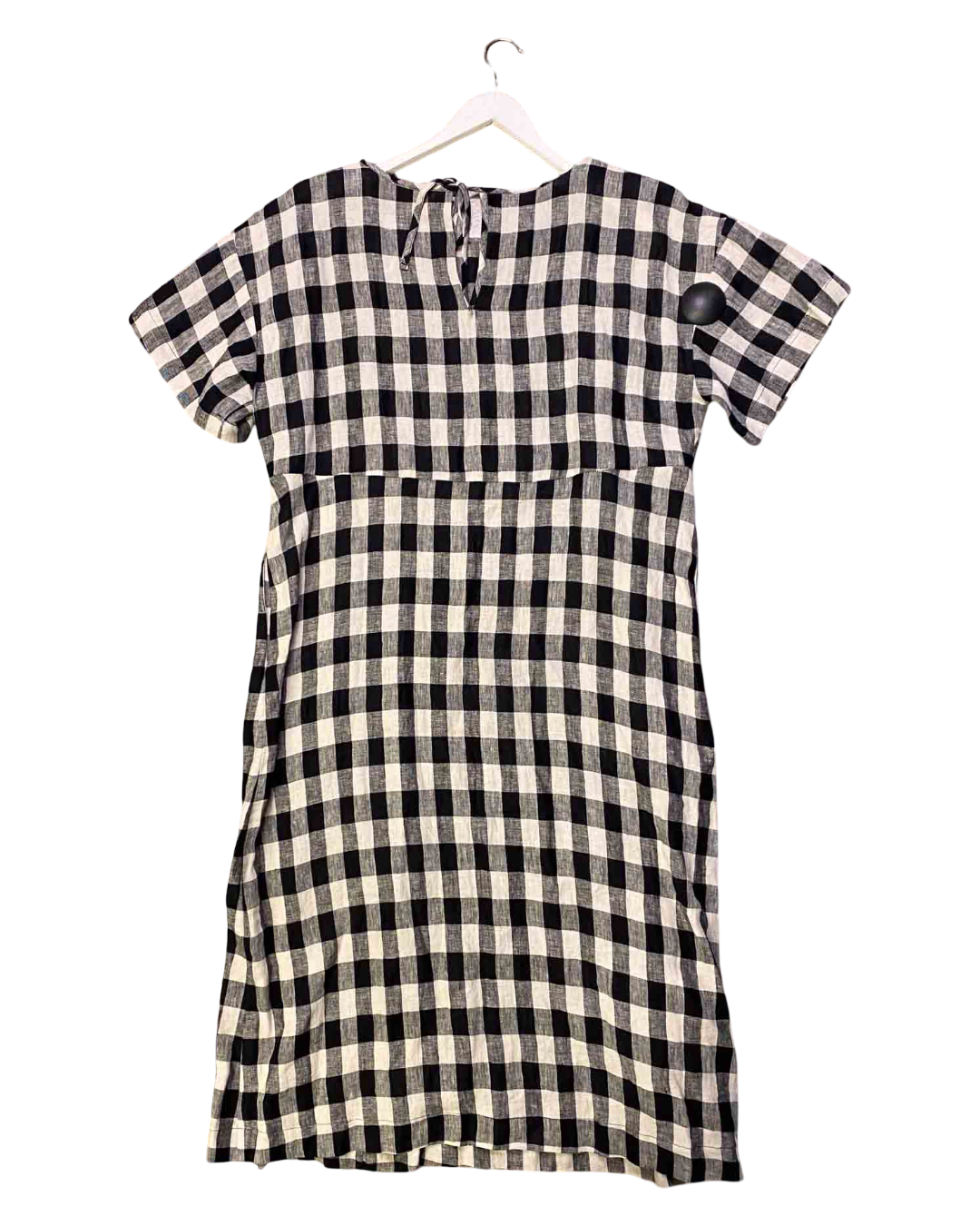 Size XL | Obus Black and Beige Gingham Linen Maxi Dress