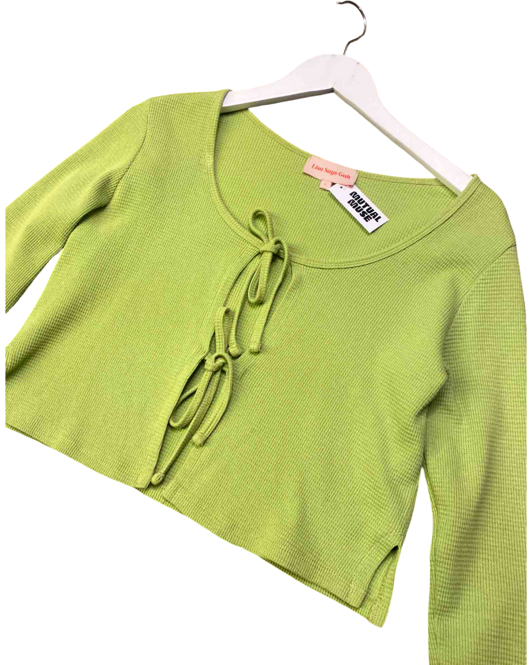 Size L | Lisa Says Gah Green Waffle Mia Lounge Top