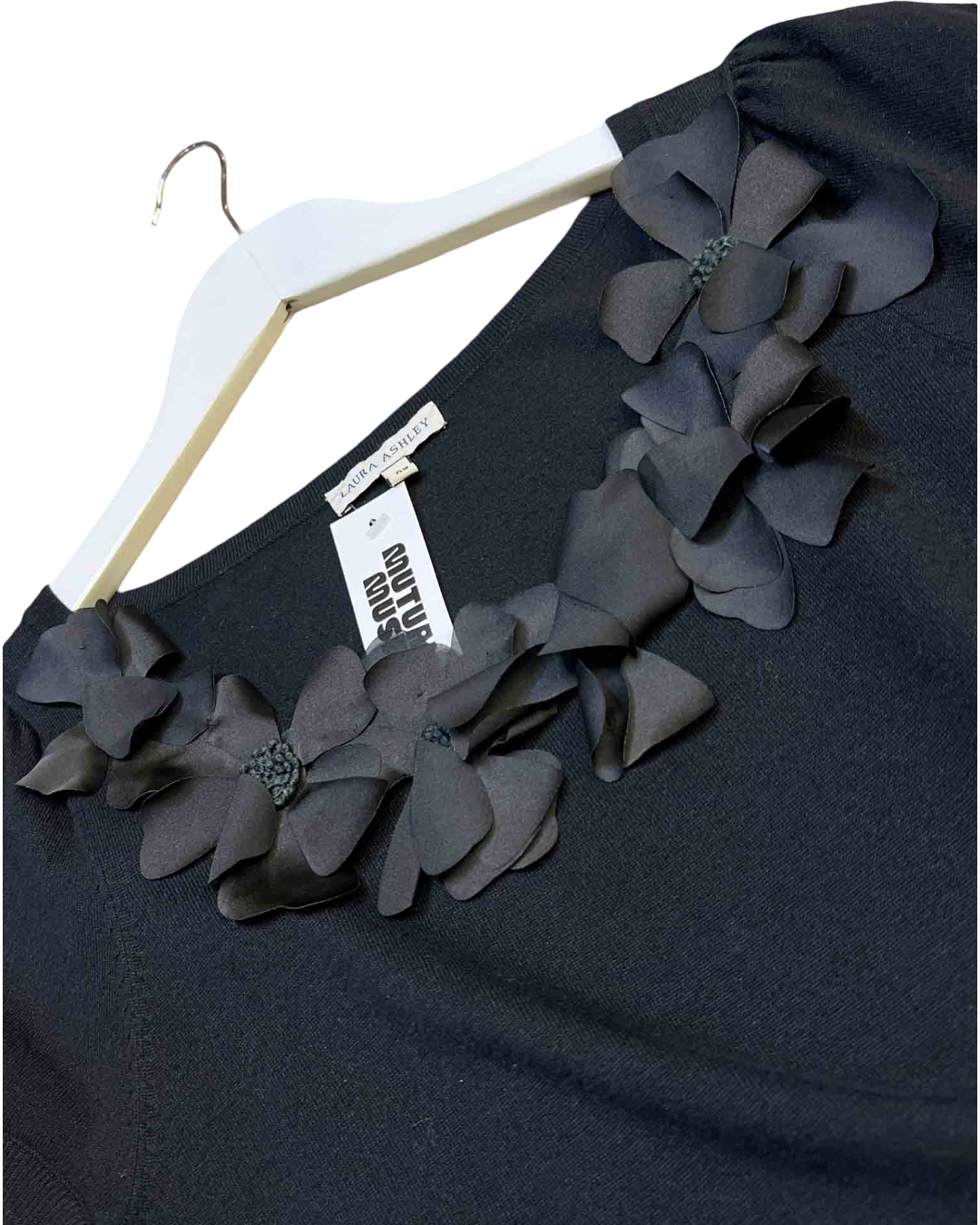Size XS | Laura Ashley Black Satin Flower Top