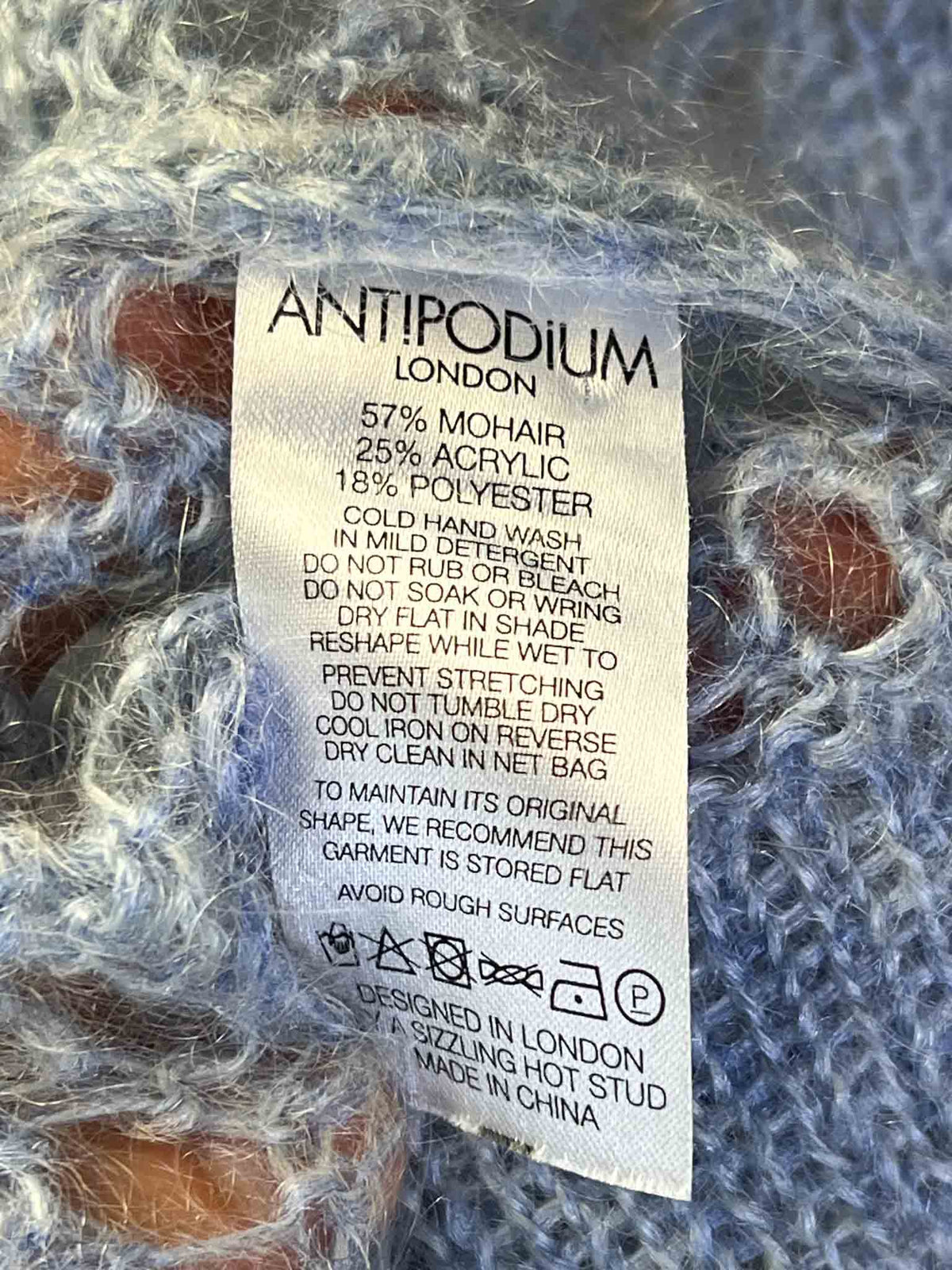 Size S | Antipodium Mohair Blend Knitted Mesh Top