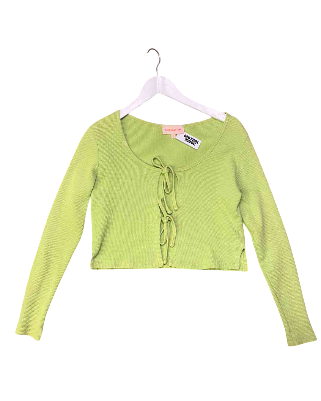 Size L | Lisa Says Gah Green Waffle Mia Lounge Top