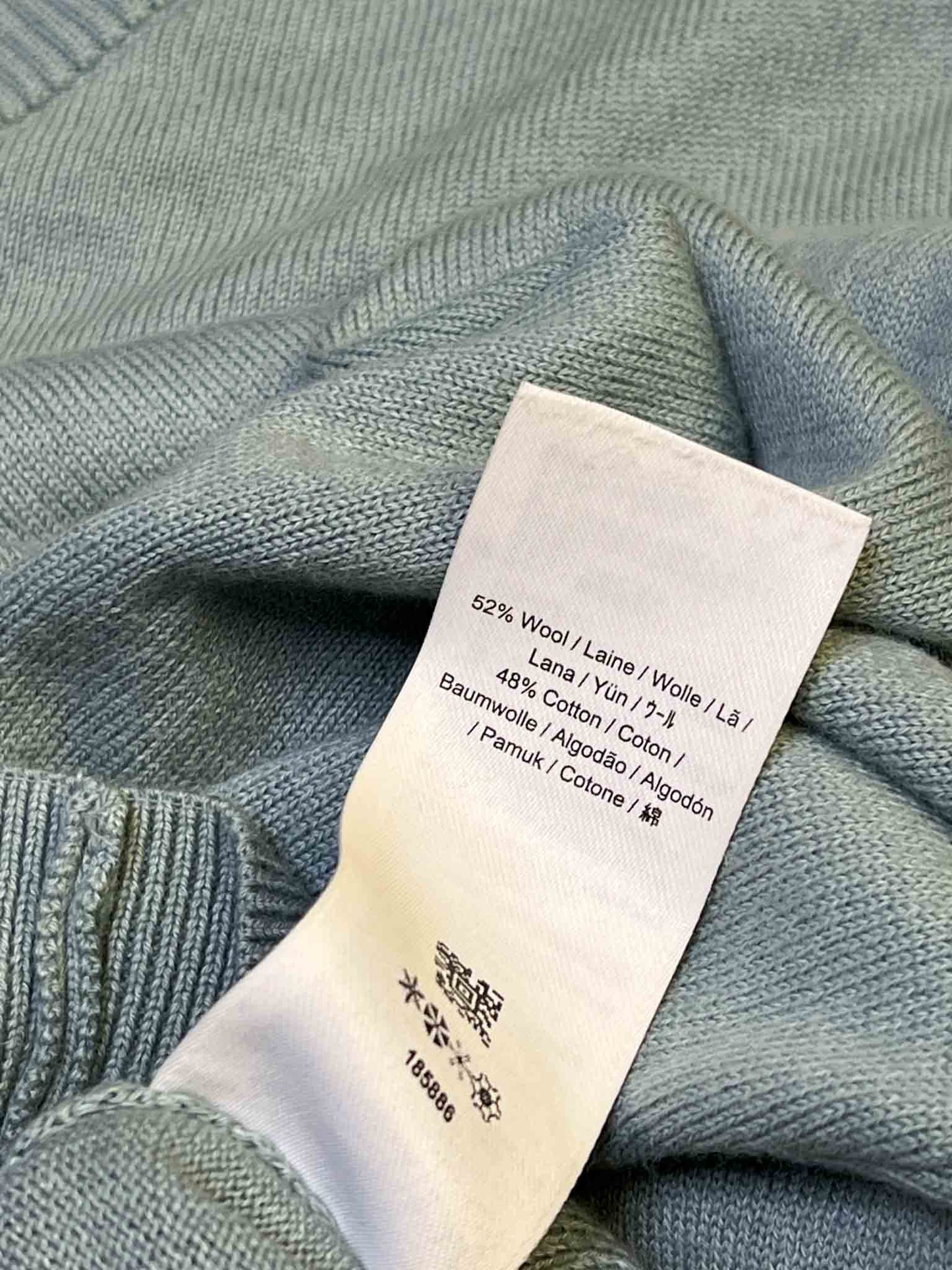 Size M | Fred Perry Sage Wool/Cotton V-Neck Jumper