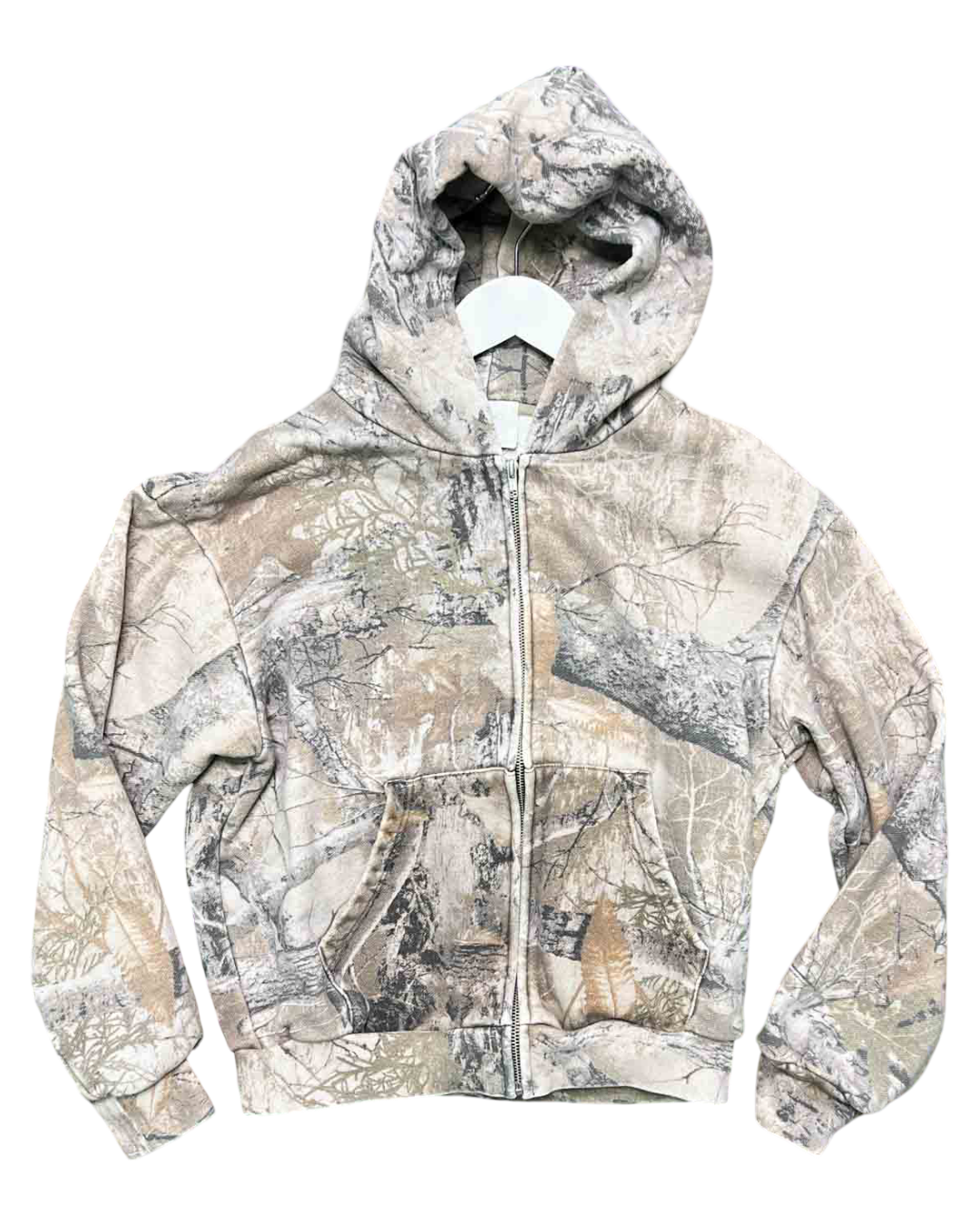 Size XS | FOT Cropped Camo Hooded Zip-Up Jumper