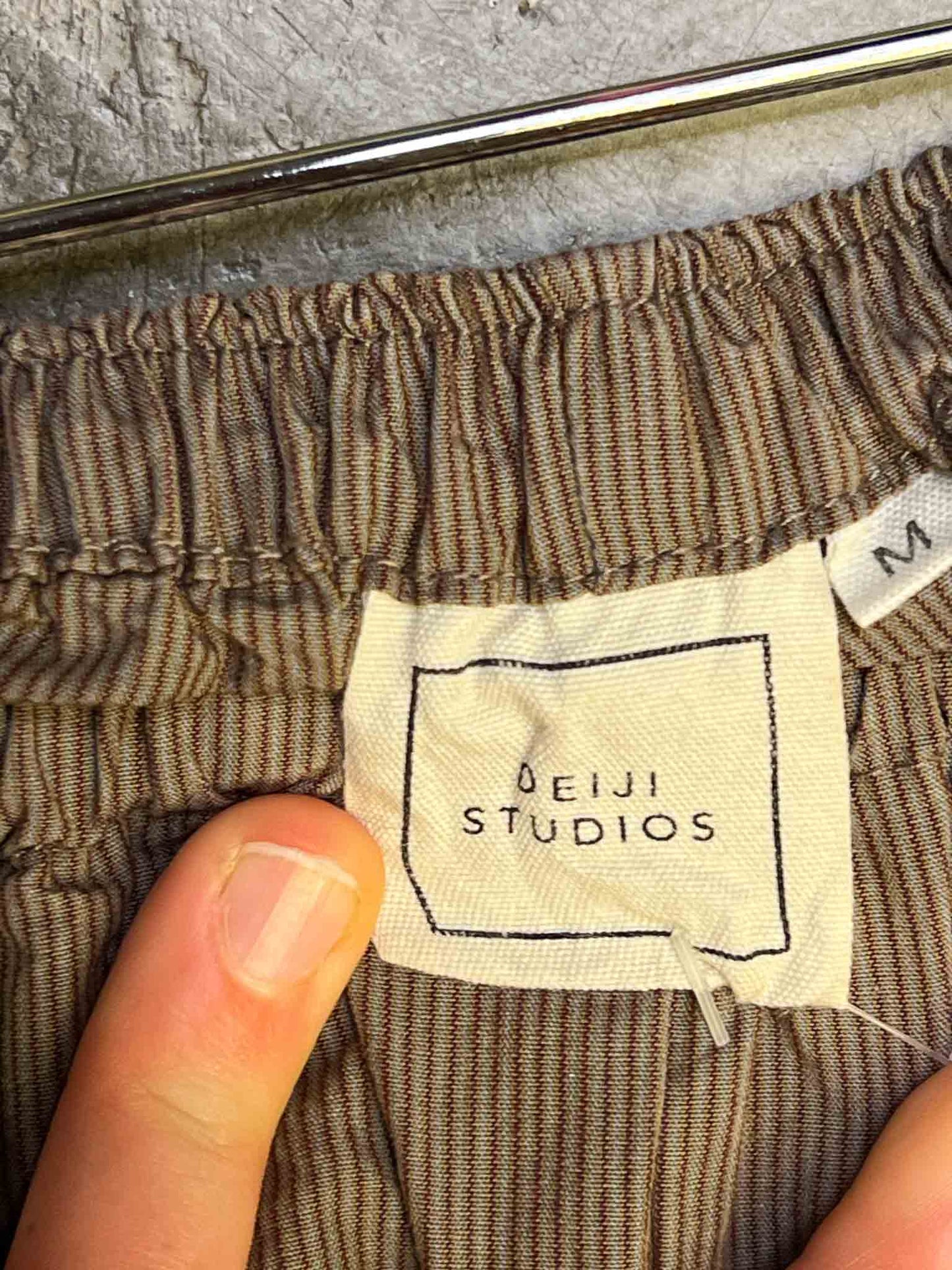 Size M | Deiji Studios Brown Organic Cotton Striped Pants