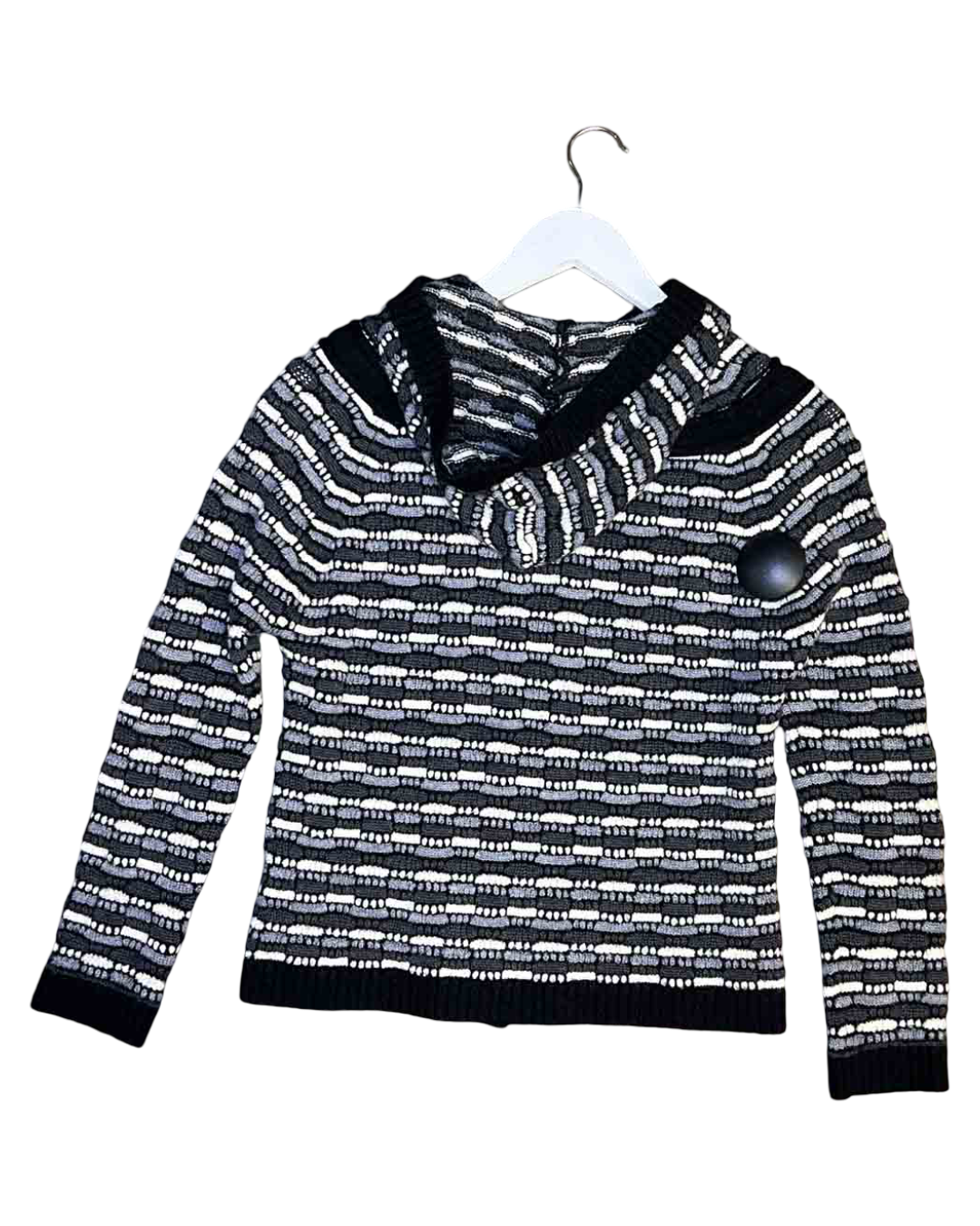 Size 8 (S) | Bettina Liano Textured Wool Hooded Cardigan