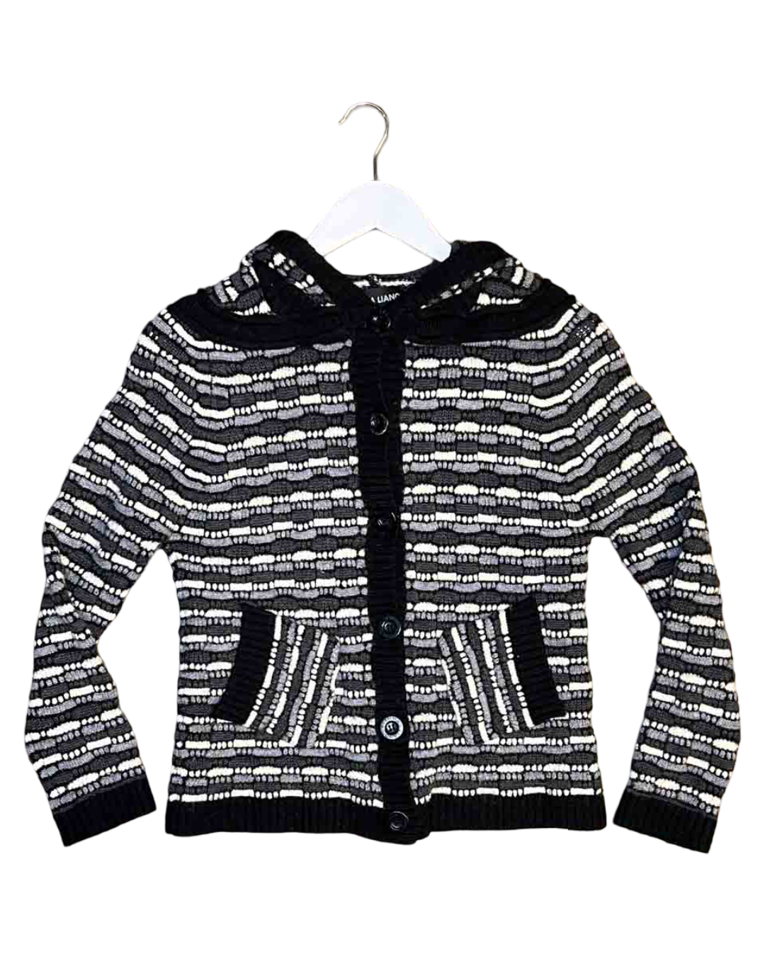 Size 8 (S) | Bettina Liano Textured Wool Hooded Cardigan