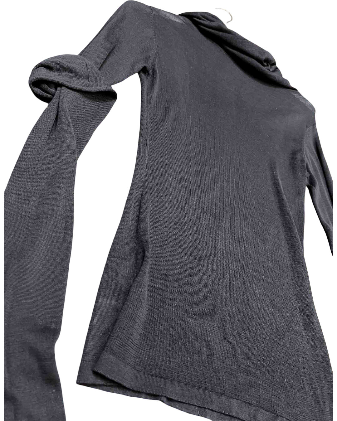 Size S | Wixii Black Silk Exaggerated Sleeve Knit Top