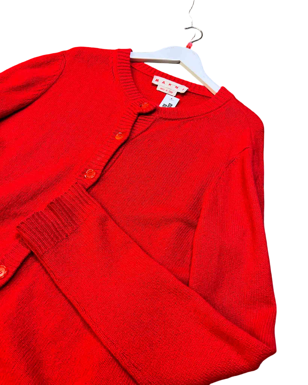 Size 42 (L) | Marni Red Cashmere Longline Cardigan