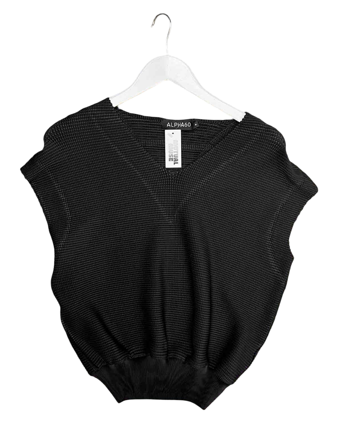 Size S | Alpha60 Black Waffle Textured Top