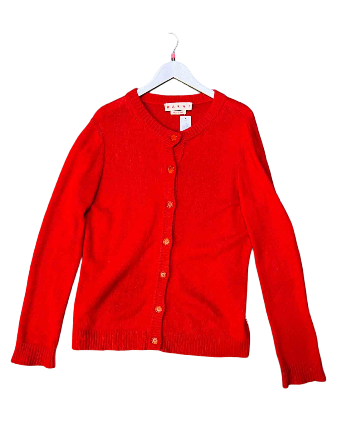 Size 42 (L) | Marni Red Cashmere Longline Cardigan