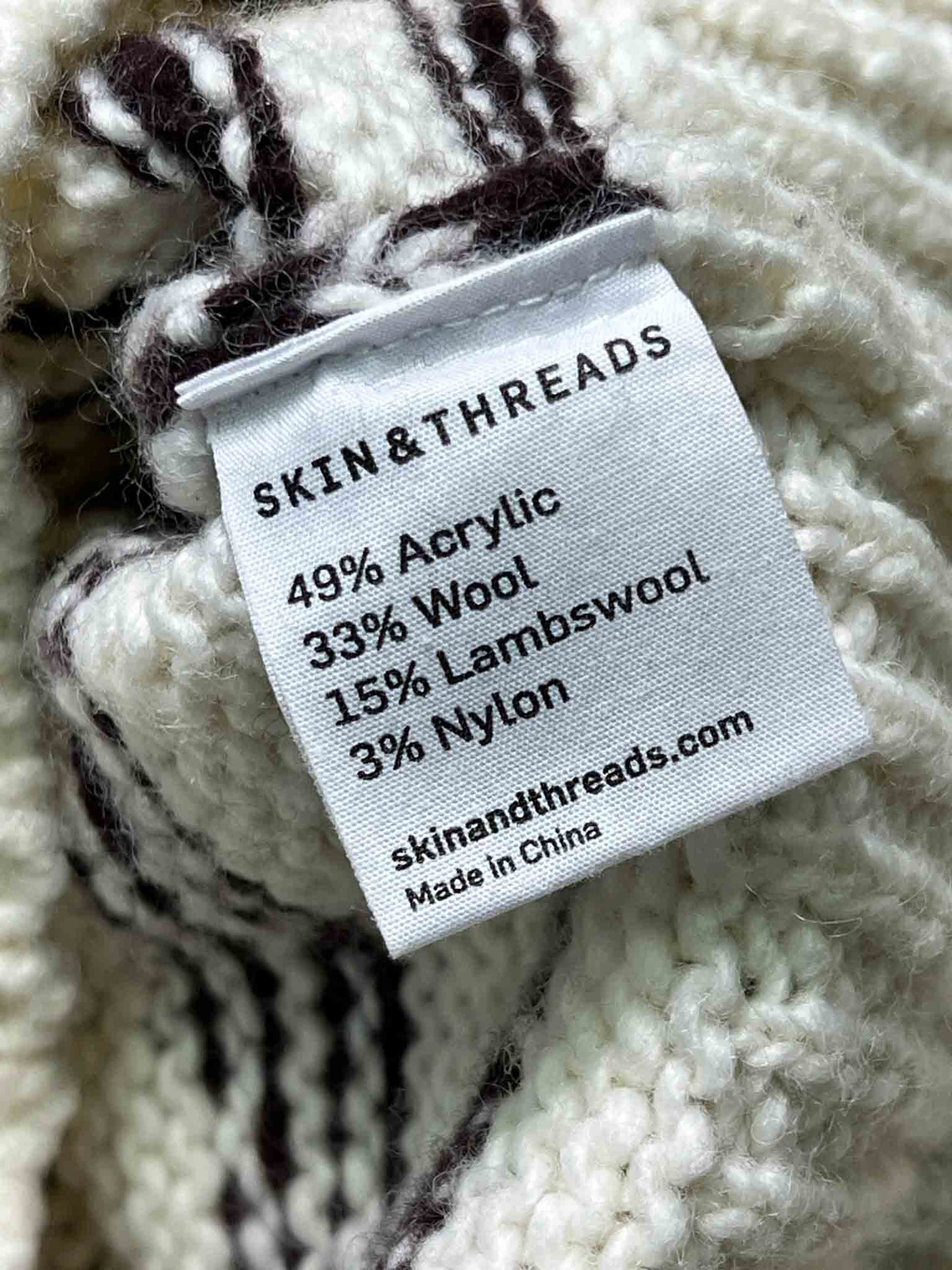Size 10 (M) | Skin & Threads Cream Lambswool Blend Knitted Jumper