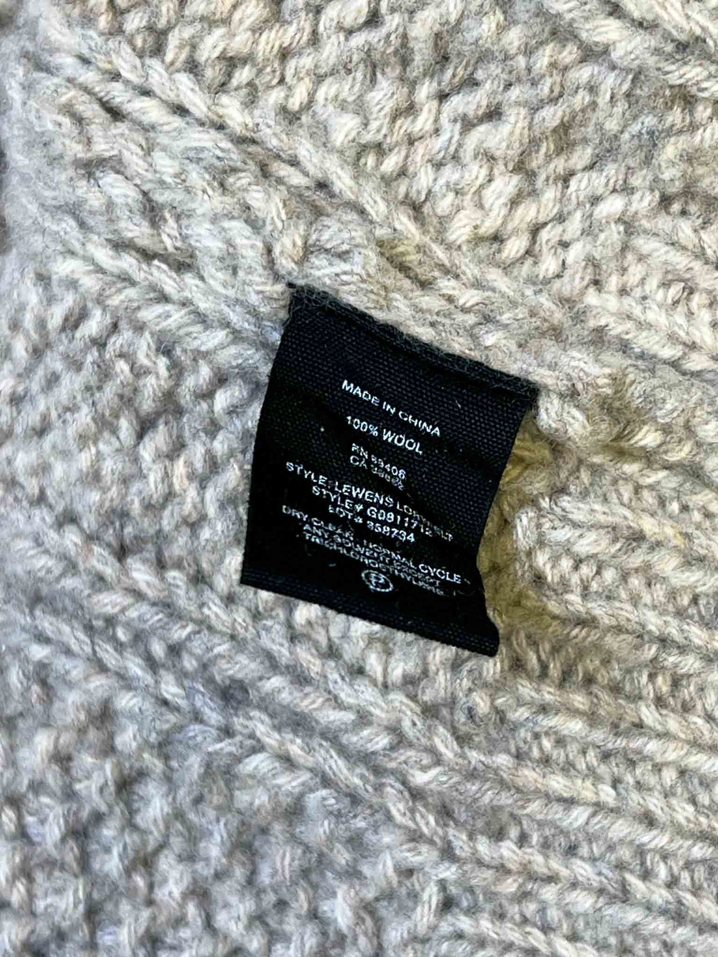 Size P (S) | Theory Grey Wool Cable Knit Jumper
