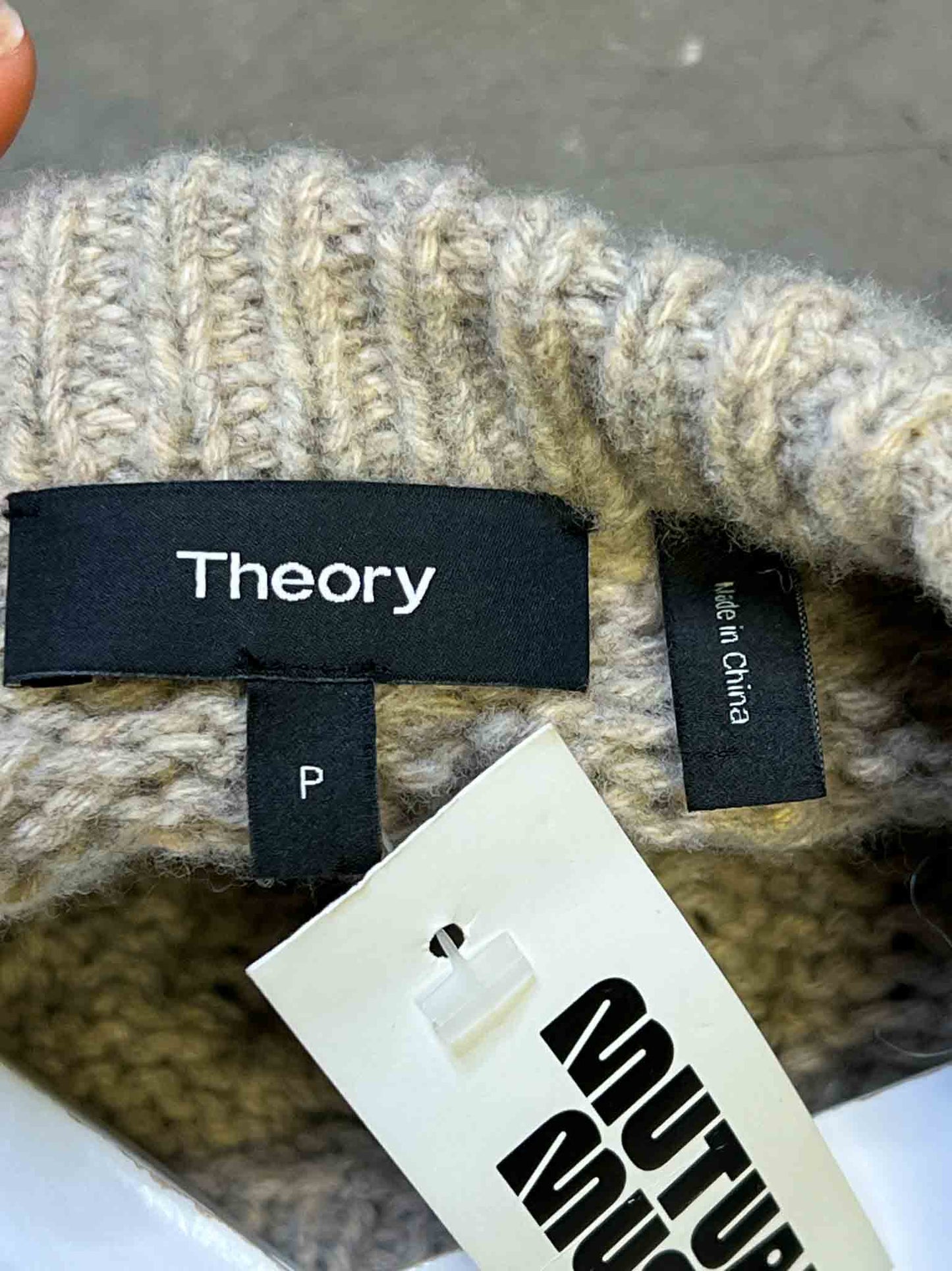 Size P (S) | Theory Grey Wool Cable Knit Jumper