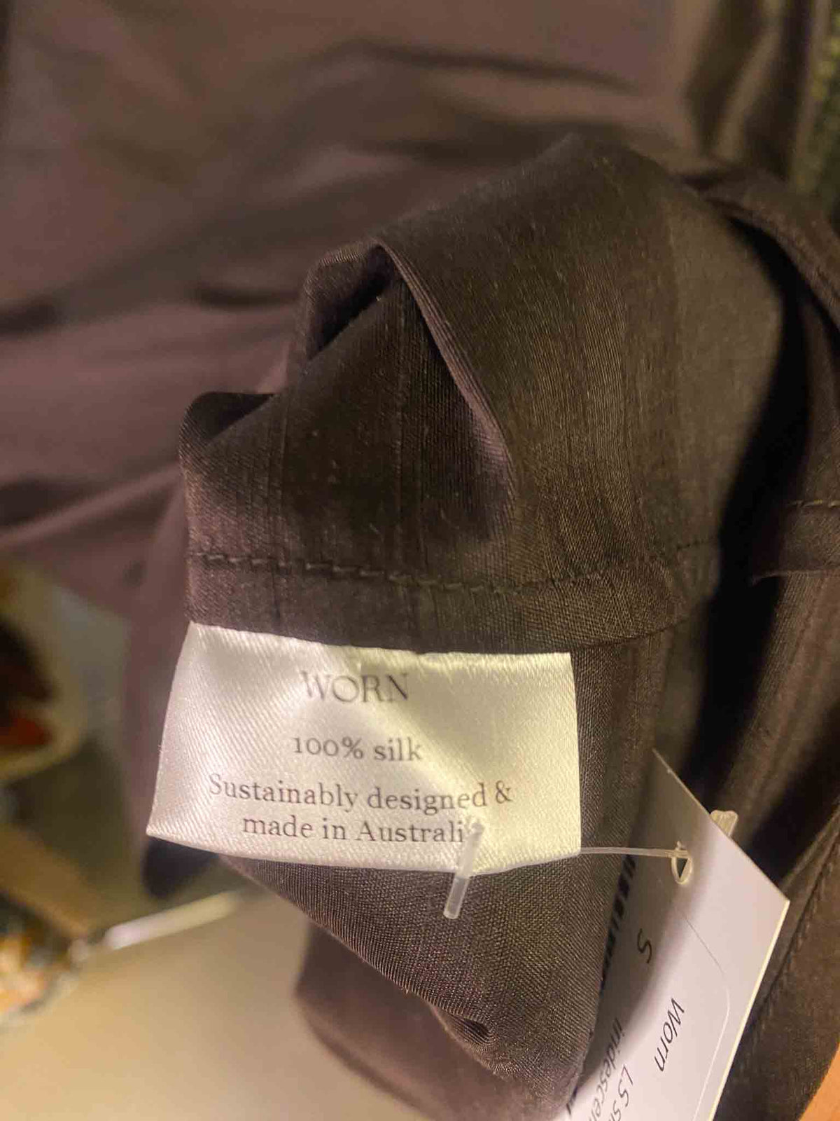 Size S | Worn Brown Silk Top