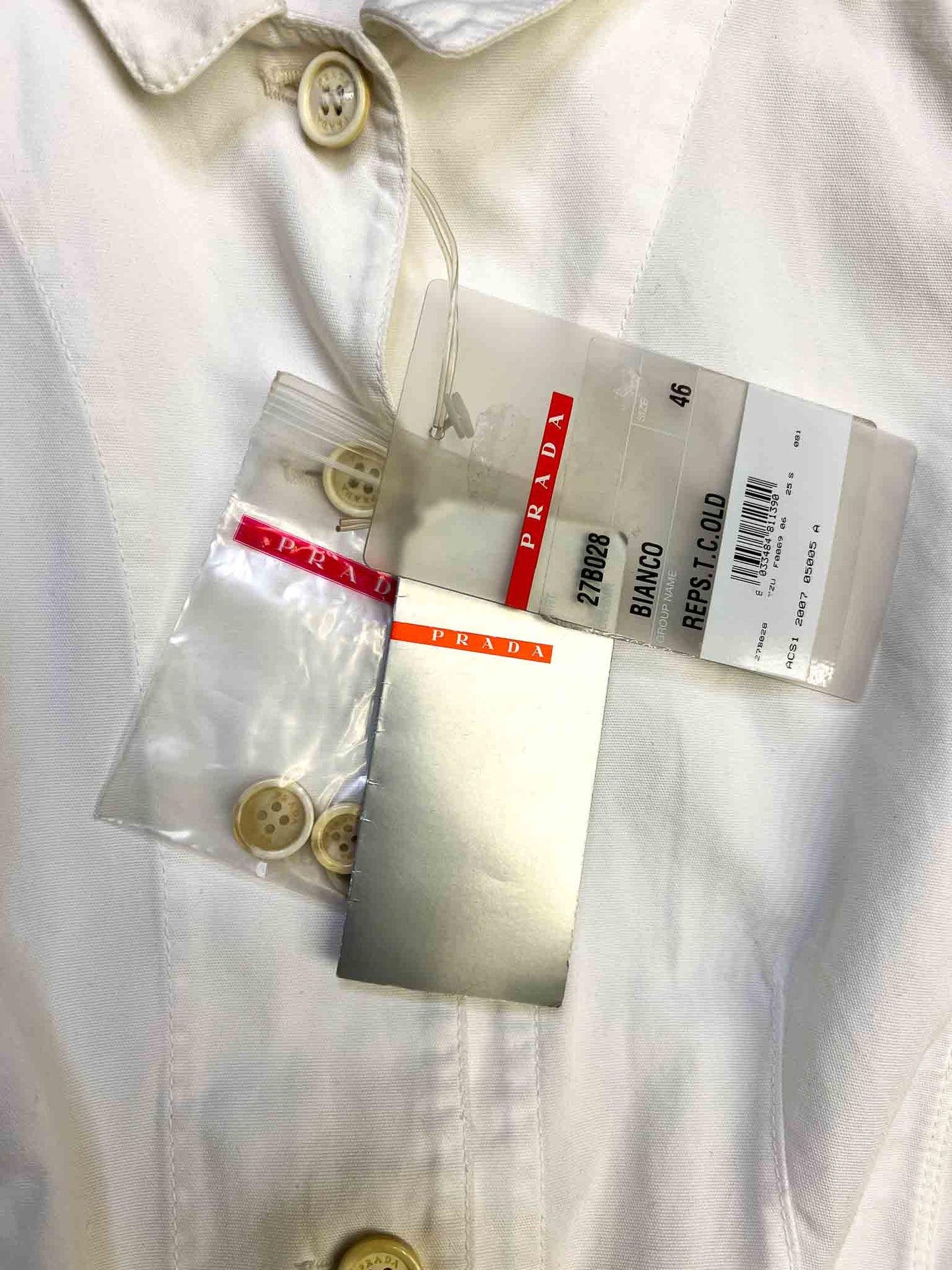 Size 46 (S) | Prada Bianco Cotton Fitted Jacket NWT