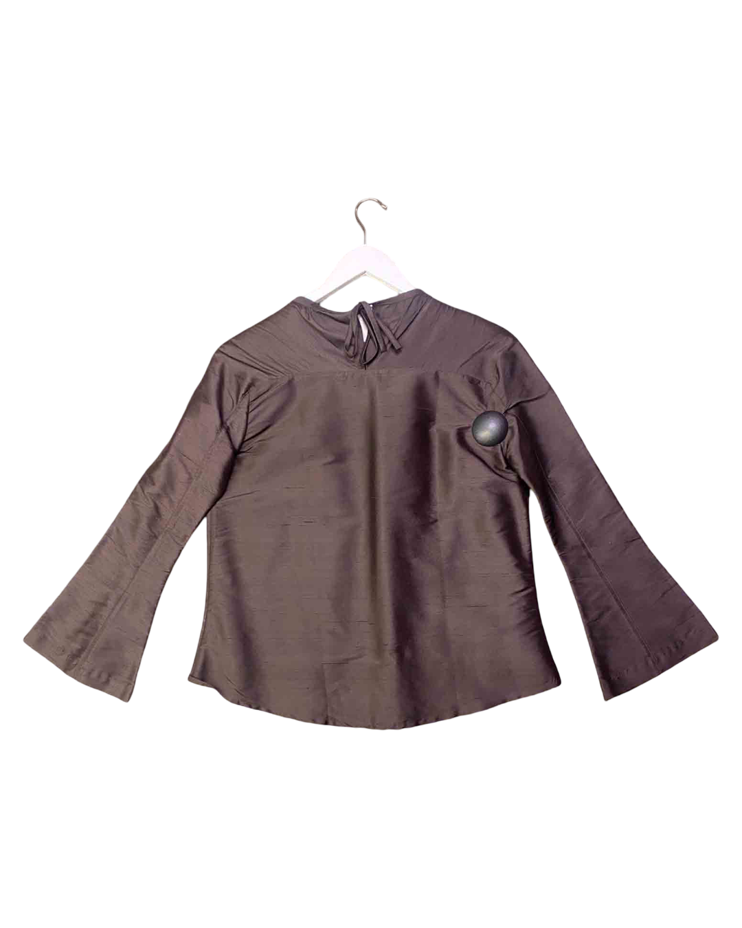 Size S | Worn Brown Silk Top
