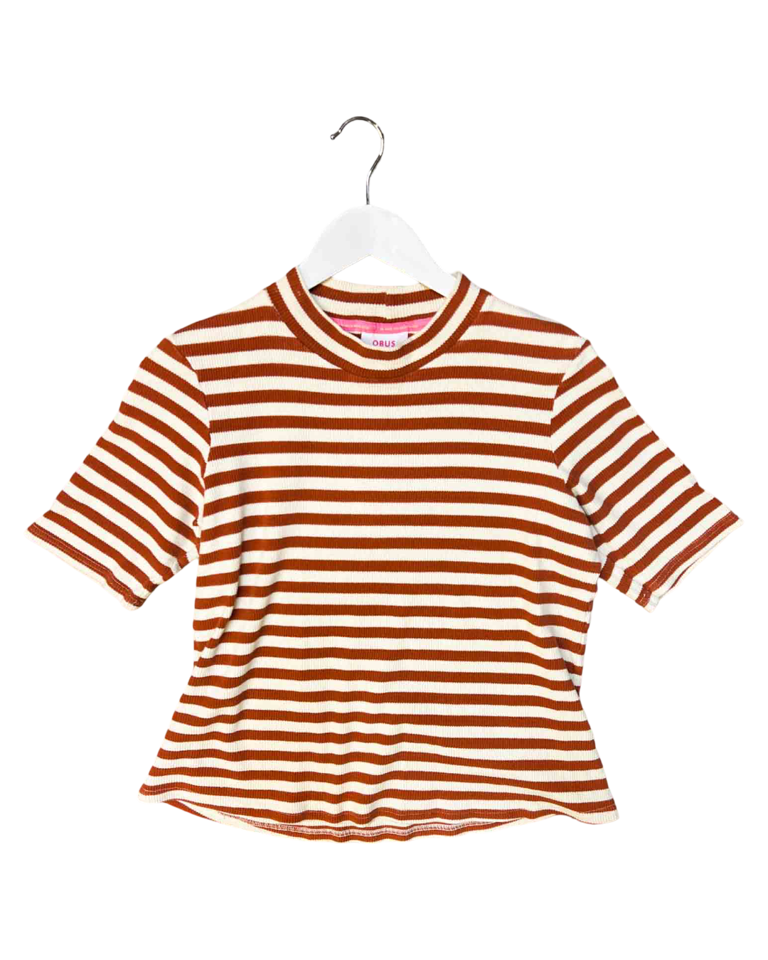 Size 18 (3XL) | Obus Cotton. Rust/Cream Stripy Top