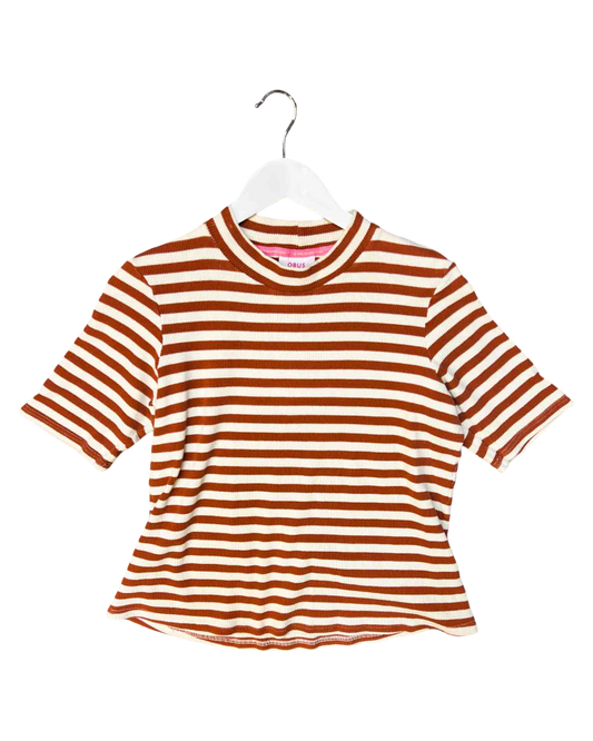 Size 18 (3XL) | Obus Cotton. Rust/Cream Stripy Top