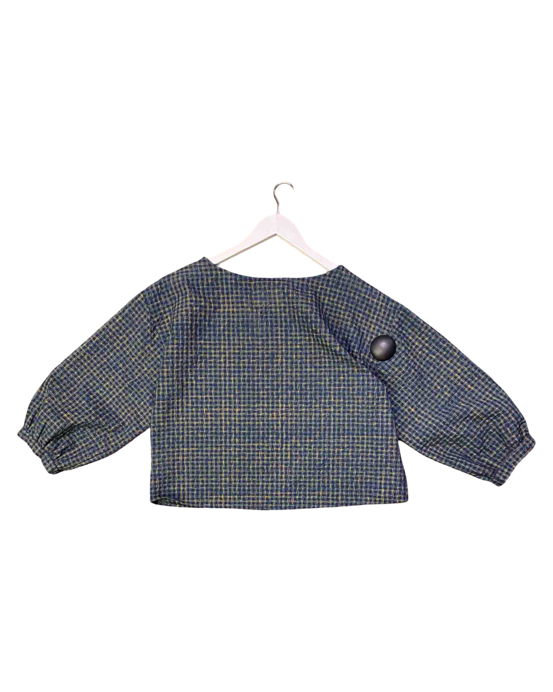 Size 12 | Kuwaii Blue Seersucker Check Claude Top
