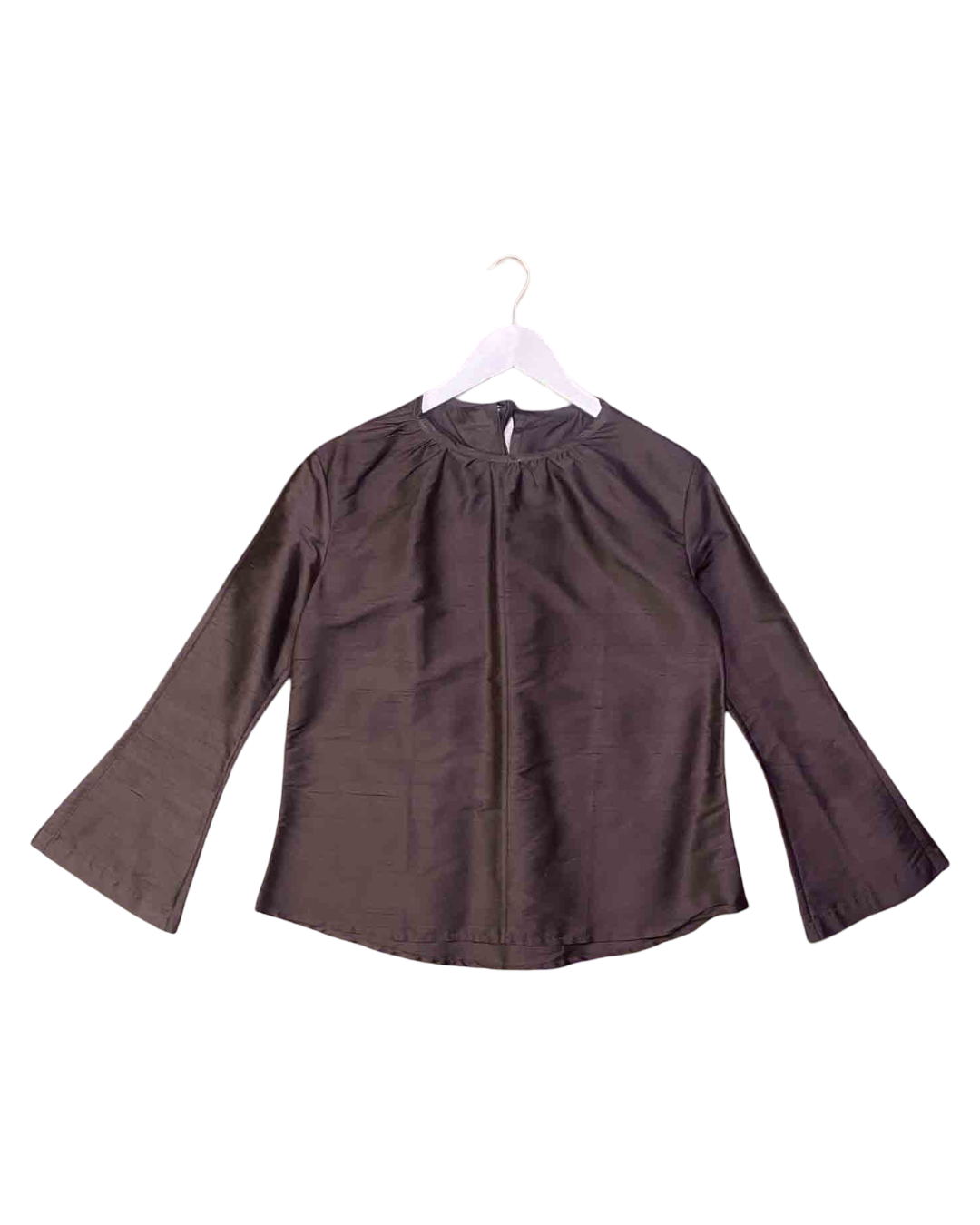 Size S | Worn Brown Silk Top