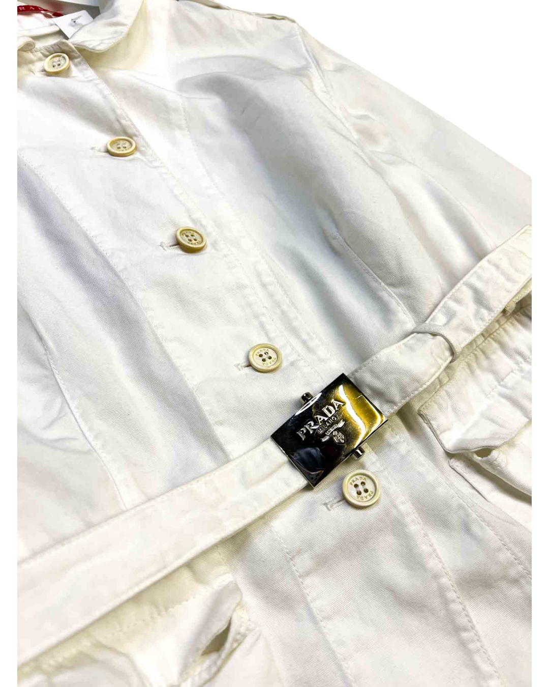 Size 46 (S) | Prada Bianco Cotton Fitted Jacket NWT