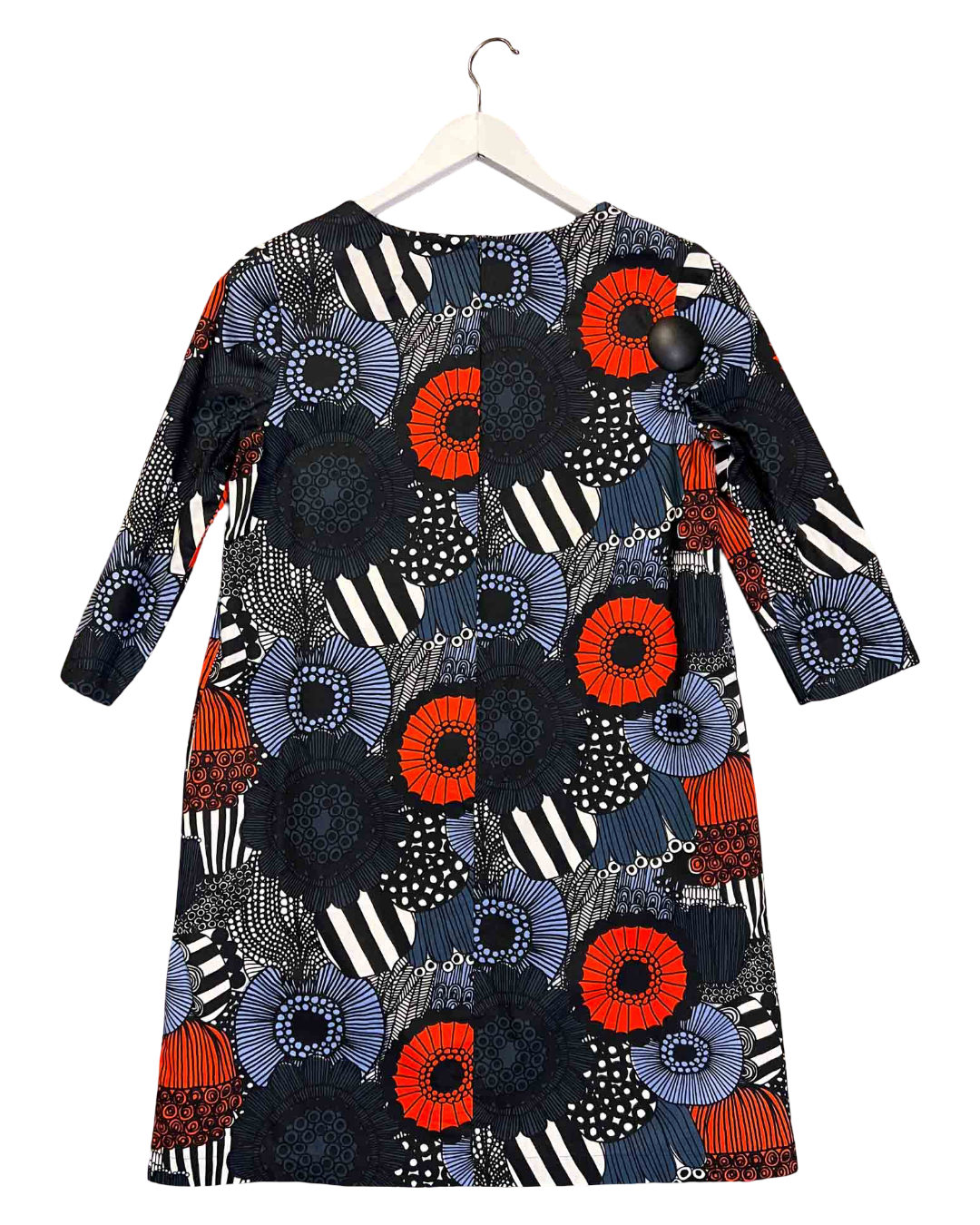 Size S | Marimekko Black and Blue Sinipunainen Unelma Smock Dress