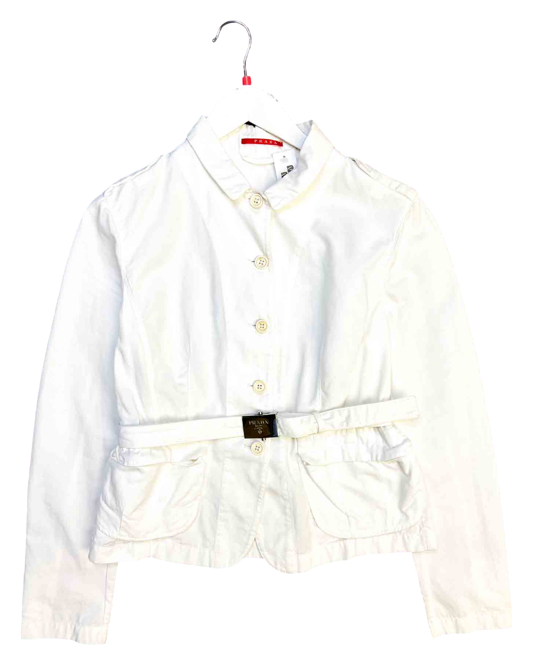 Size 46 (S) | Prada Bianco Cotton Fitted Jacket NWT