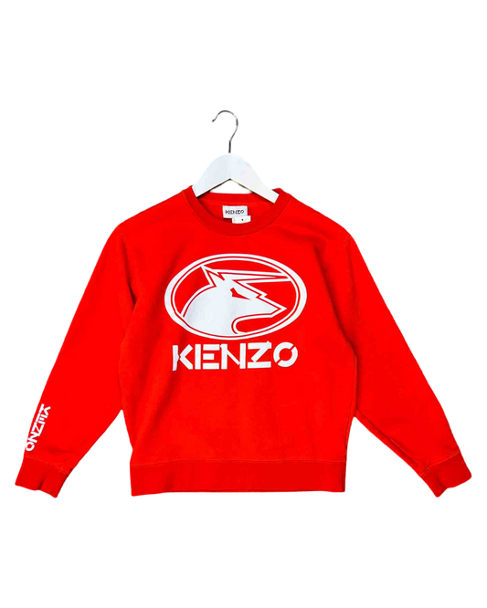 Size S | Kenzo Red Cotton Crewneck Logo Jumper