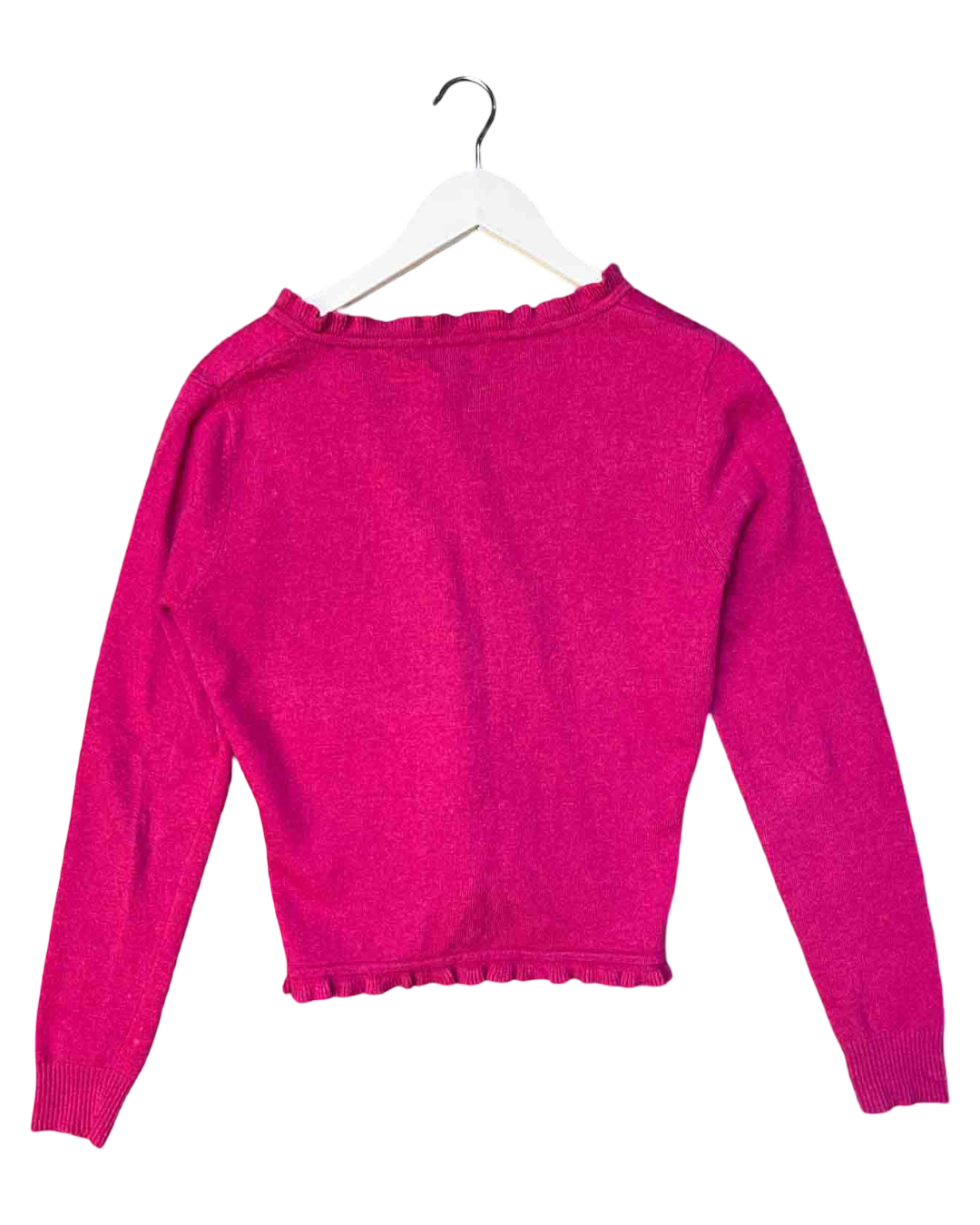 Size L | Gant Pink Wool Blend Frill Trim Cardigan