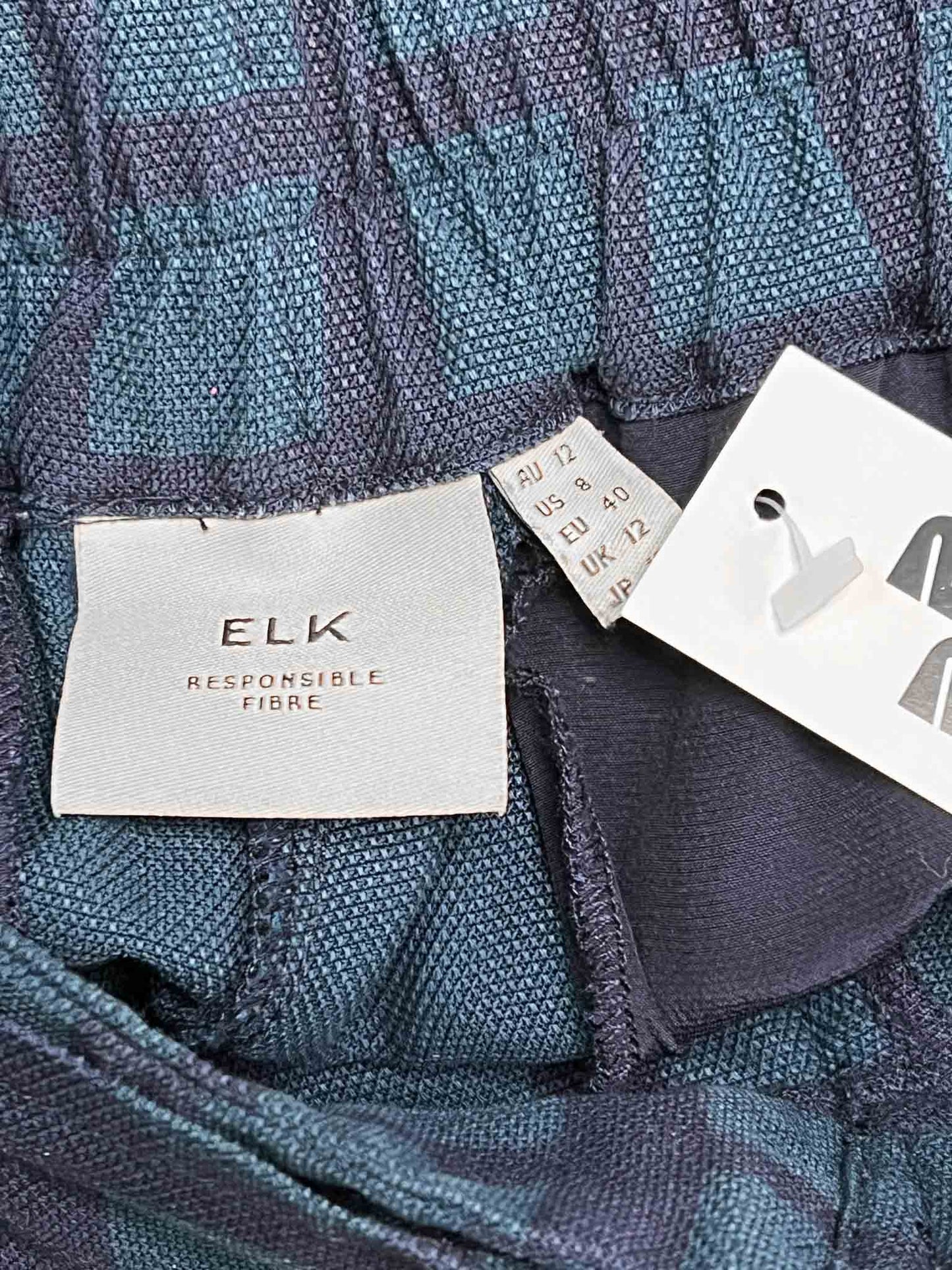 Size L (12) | ELK Navy/Green Tencel Check Pants